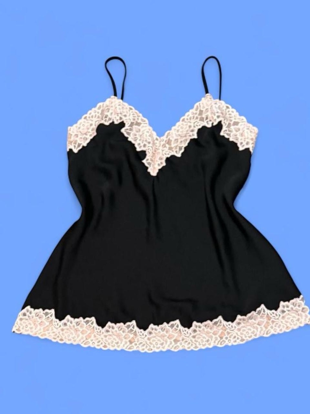 Vince Camuto Black Camisole with Cream Lace Trim